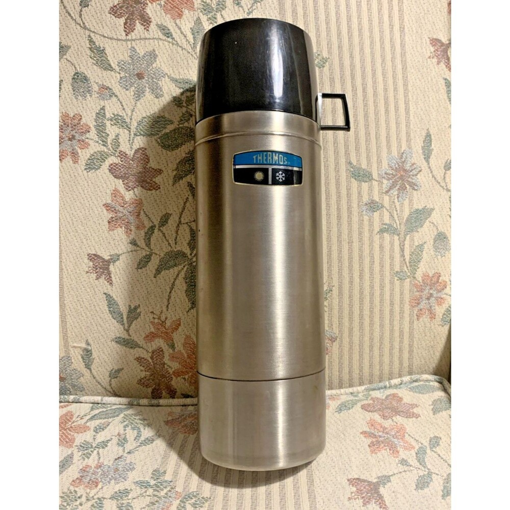 Thermos King-Seeley Stainless Steel Model 2464S Quart Size w/Stopper 764 VTG